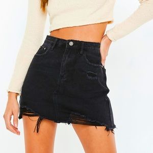Misguided distressed black jean skirt
